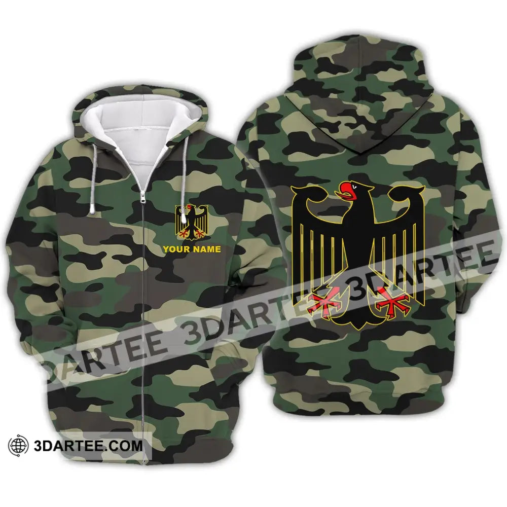 Unisex Shirt - Custom Name Germany Camo All Over Zipper Hoodie / S T-Shirt