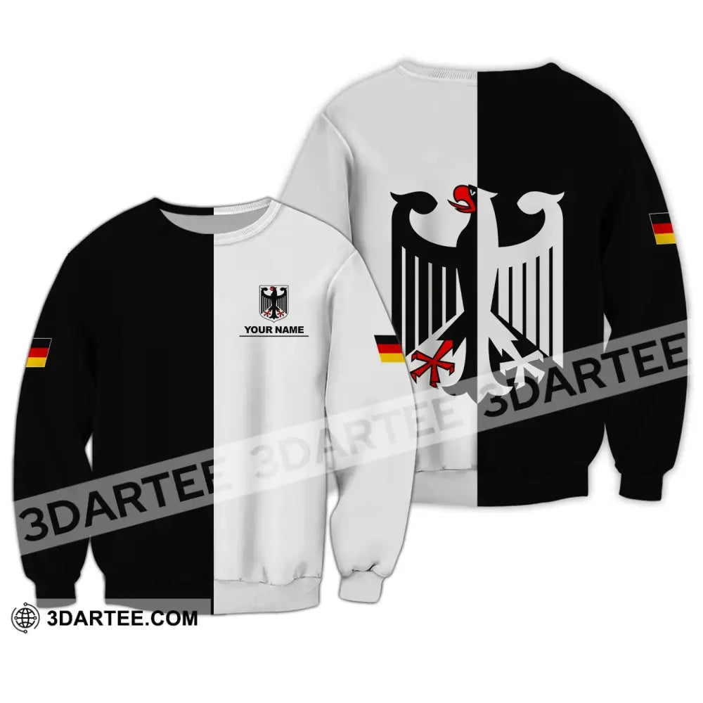 Unisex Shirt - Custom Name Germany Deutschland Half Black White Sport Long Sleeve / S T-Shirt