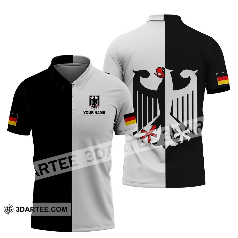 Unisex Shirt - Custom Name Germany Deutschland Half Black White Sport Polo / S T-Shirt