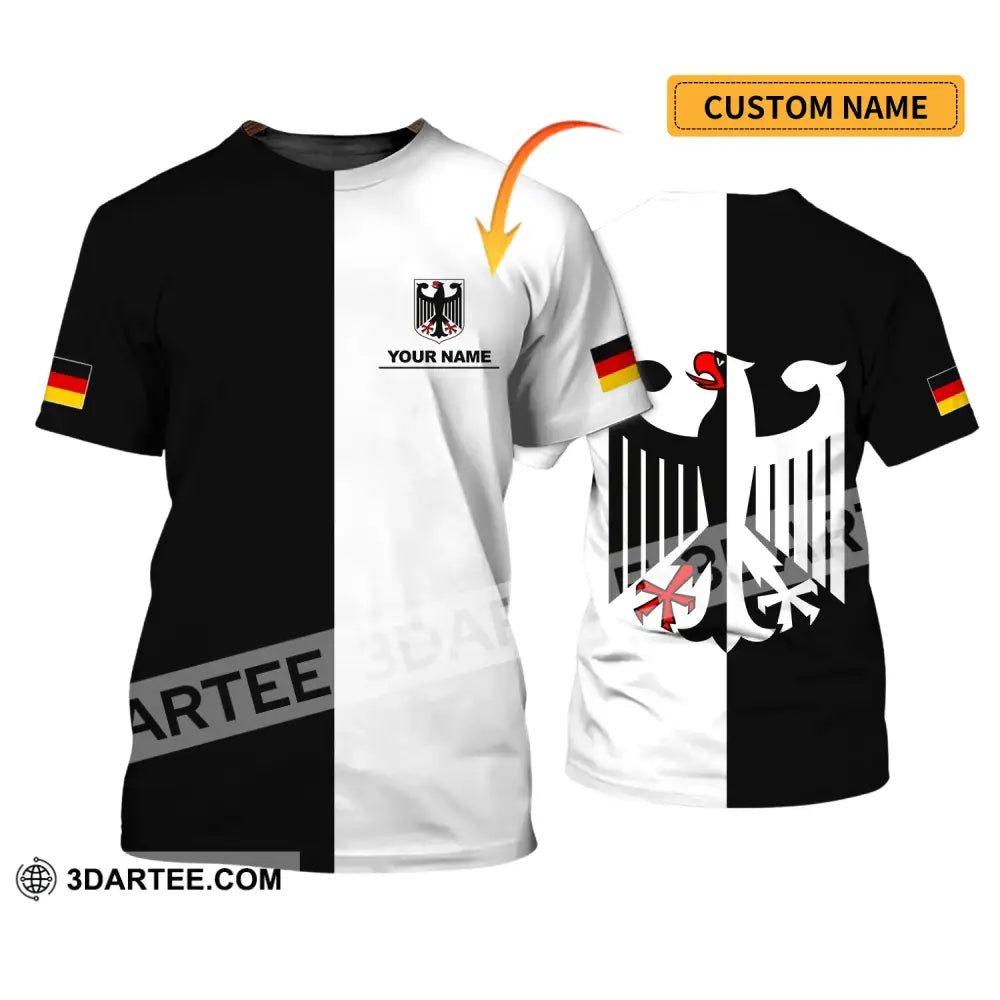 Unisex Shirt - Custom Name Germany Deutschland Half Black White Sport T-Shirt