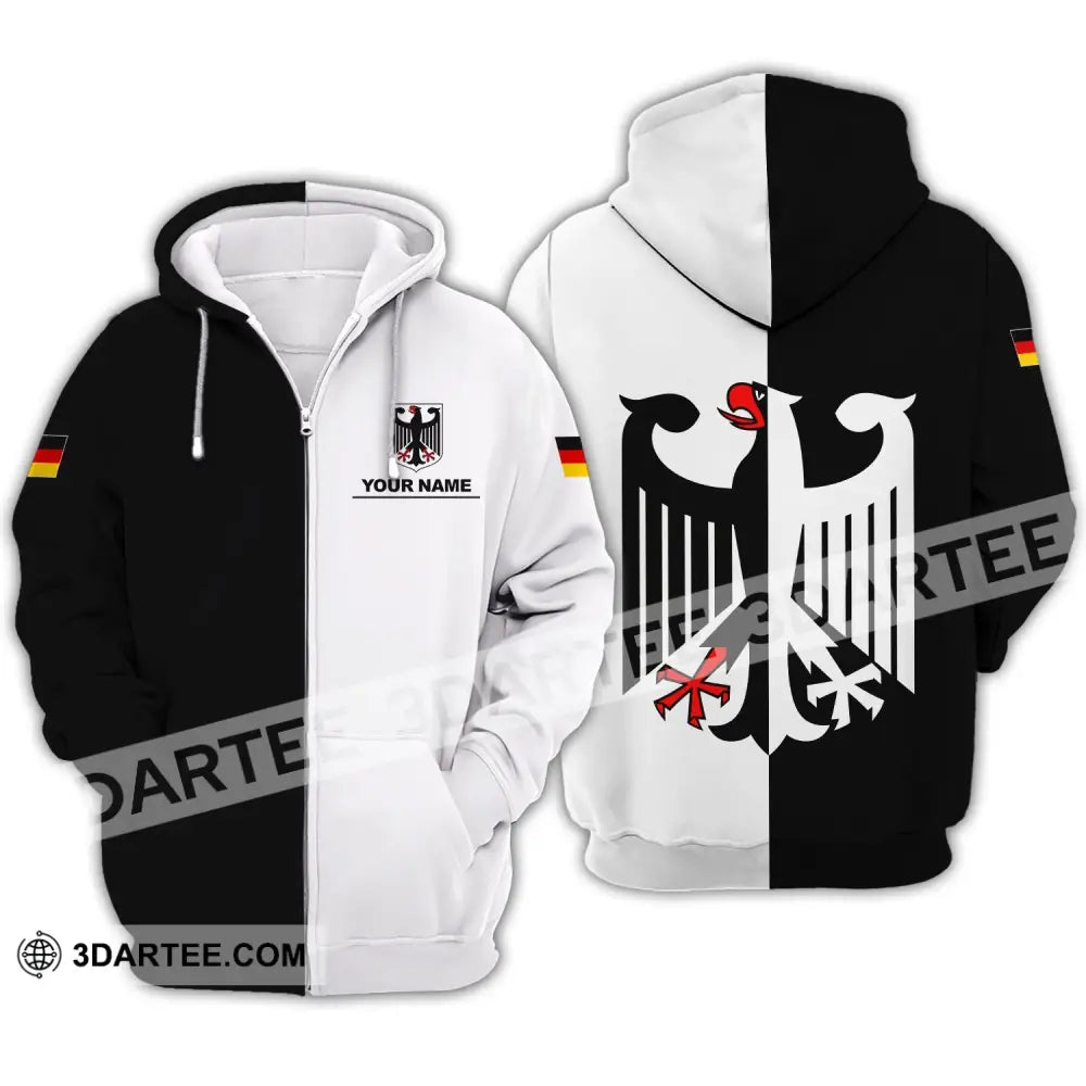 Unisex Shirt - Custom Name Germany Deutschland Half Black White Sport Zipper Hoodie / S T-Shirt