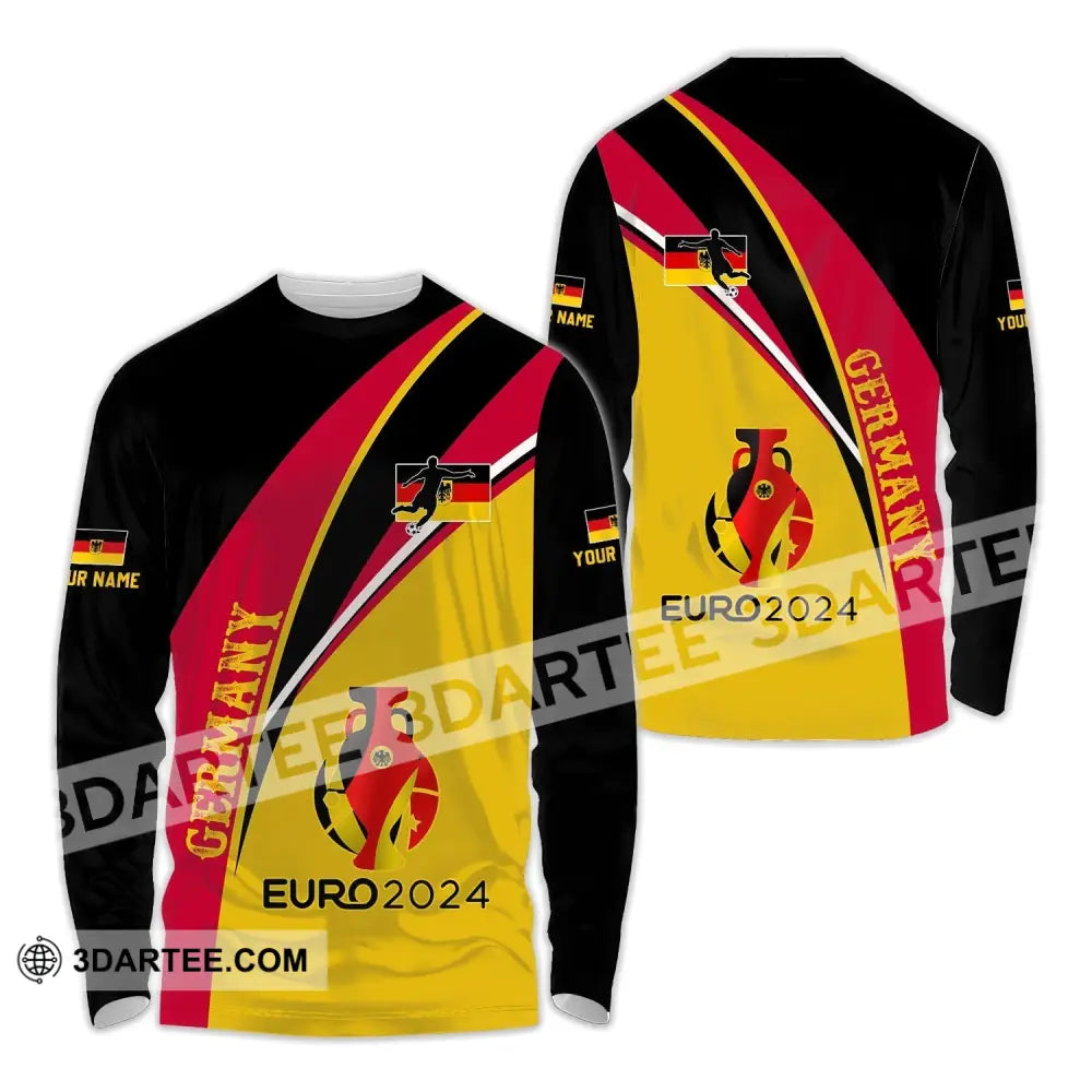 Unisex Shirt - Custom Name Germany Euro 2024 Flag Color Long Sleeve / S T-Shirt