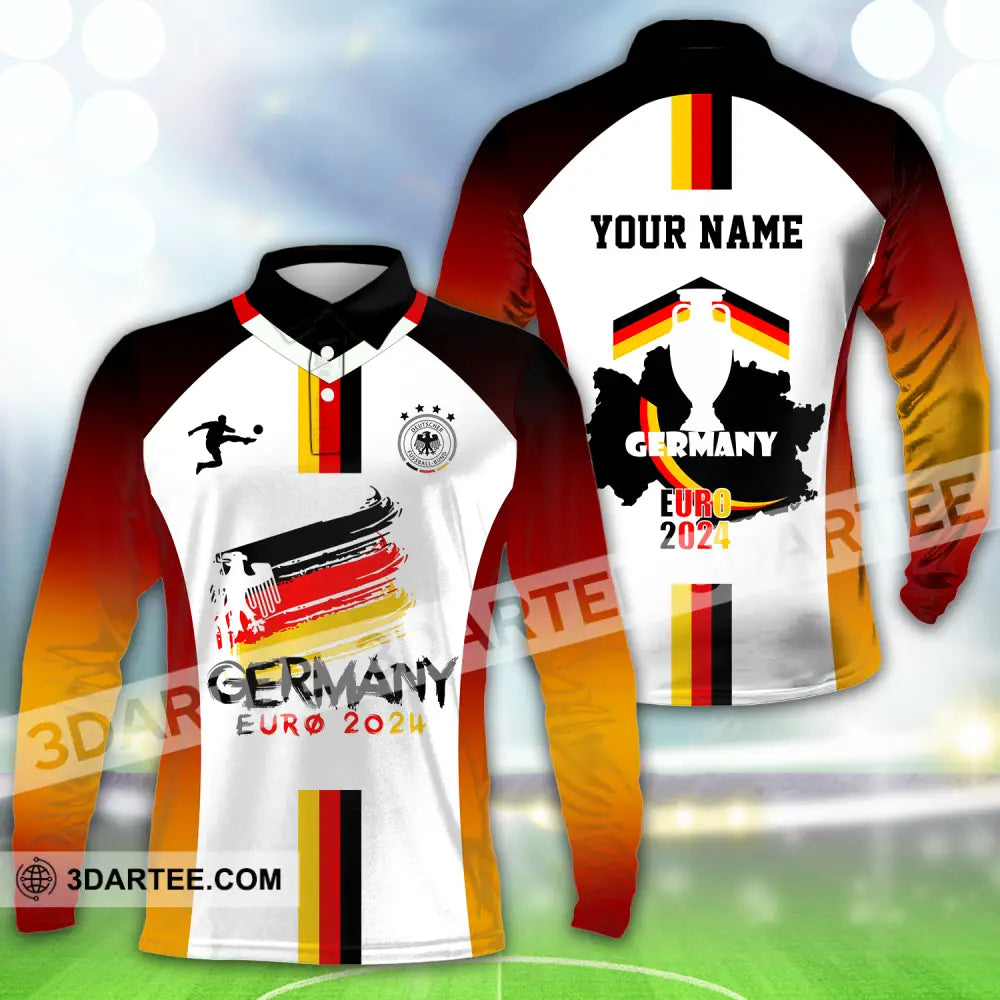 Unisex Shirt - Custom Name Germany Euro 2024 Team Long Sleeve Polo / S T-Shirt