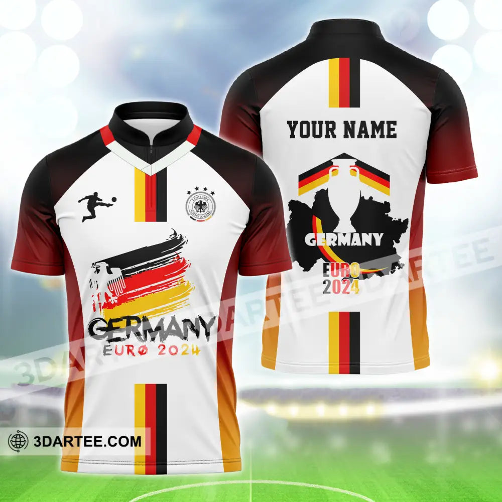 Unisex Shirt - Custom Name Germany Euro 2024 Team Zipper Polo / S T-Shirt