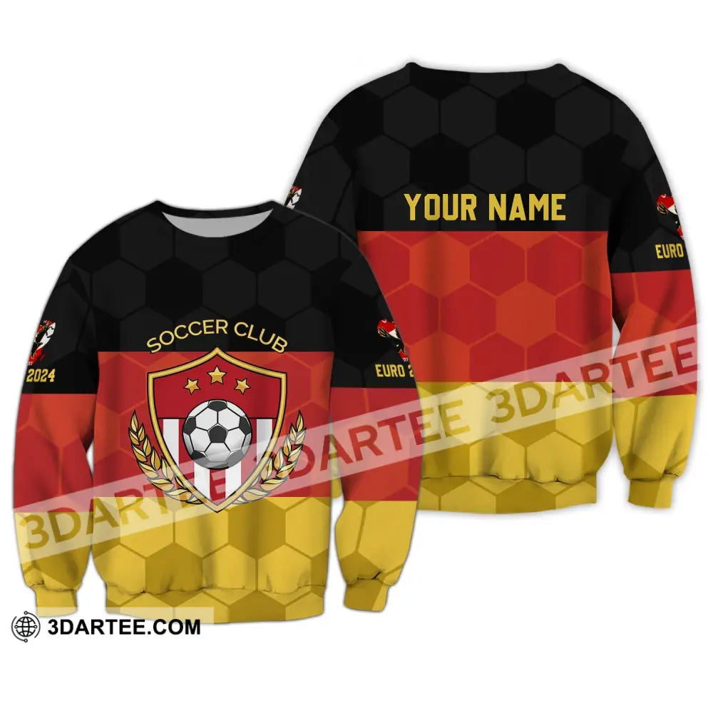 Unisex Shirt - Custom Name Germany Flag Color And Icon Long Sleeve / S T-Shirt