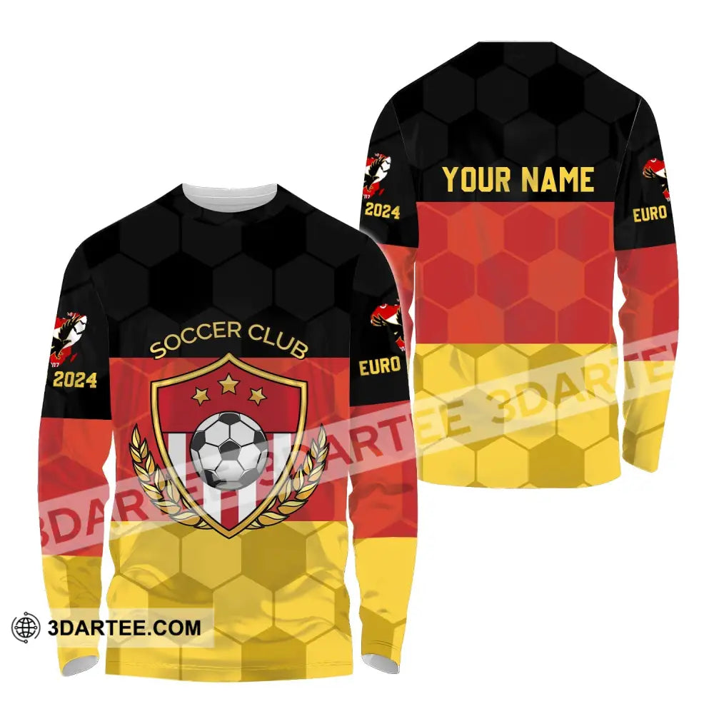 Unisex Shirt - Custom Name Germany Flag Color And Icon Long Sleeve / S T-Shirt