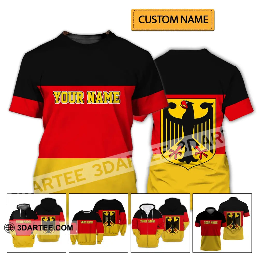 Unisex Shirt - Custom Name Germany Flag Warrior Style T-Shirt