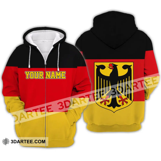 Unisex Shirt - Custom Name Germany Flag Warrior Style Zipper Hoodie / S T-Shirt