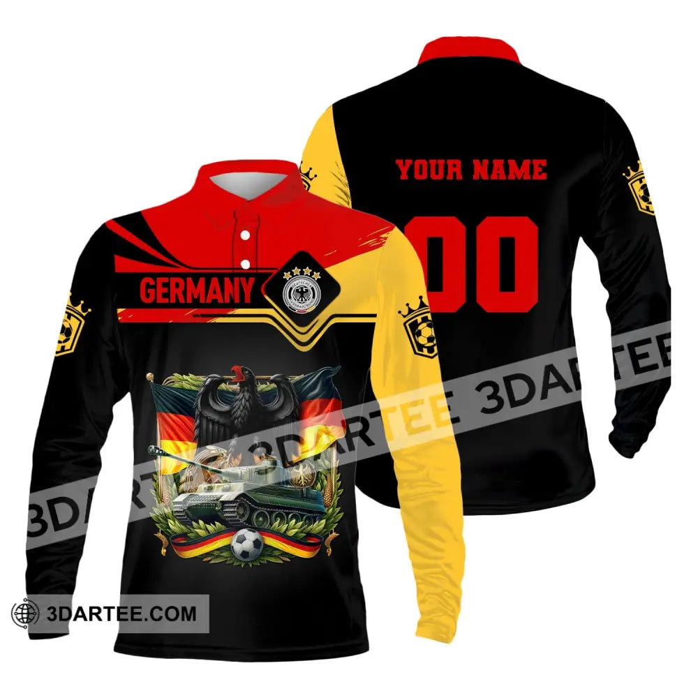 Unisex Shirt Custom Name Germany Football Polo Long Sleeve Soccer Lover / S T-Shirt