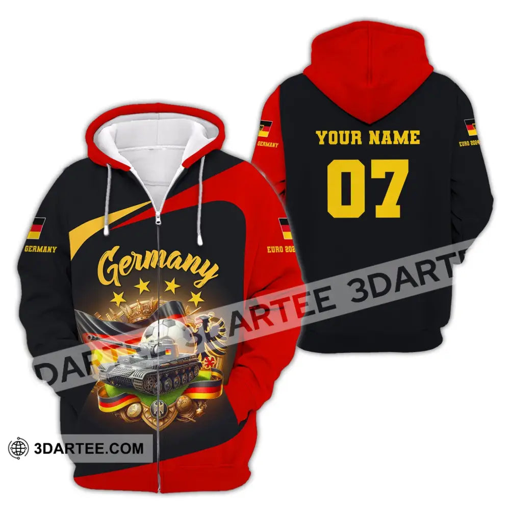 Unisex Shirt Custom Name Germany Football Polo Long Sleeve Soccer Lover Zipper Hoodie / S T-Shirt