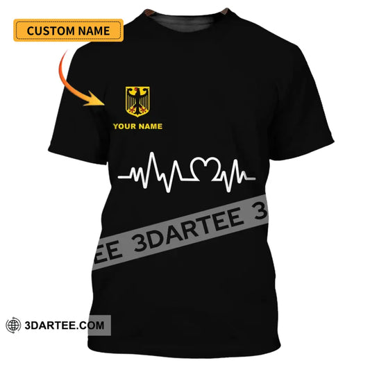 Unisex Shirt - Custom Name Germany Heartbeat 3D T-Shirt