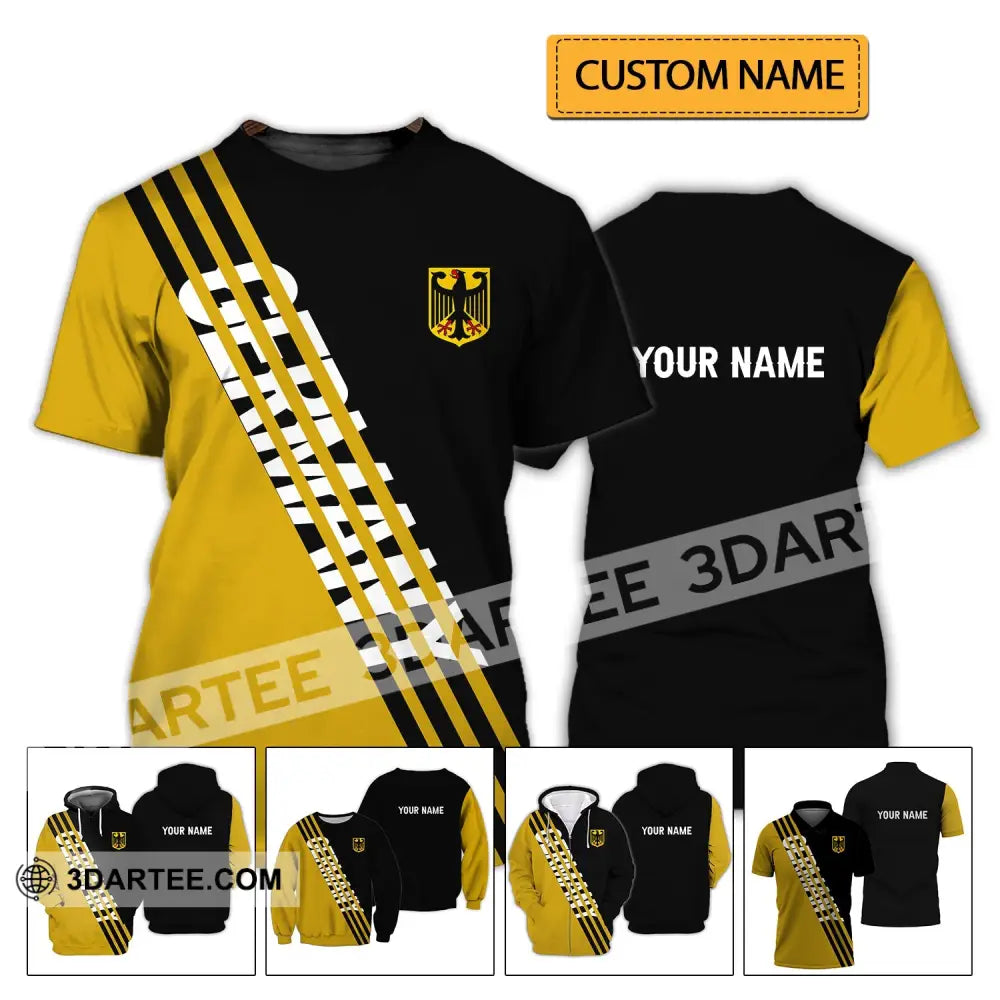 Unisex Shirt - Custom Name Germany Lifestyle Yellow And Black T-Shirt