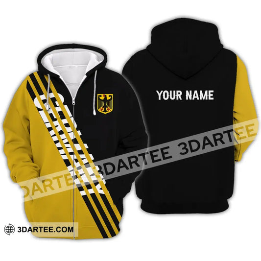 Unisex Shirt - Custom Name Germany Lifestyle Yellow And Black Zipper Hoodie / S T-Shirt