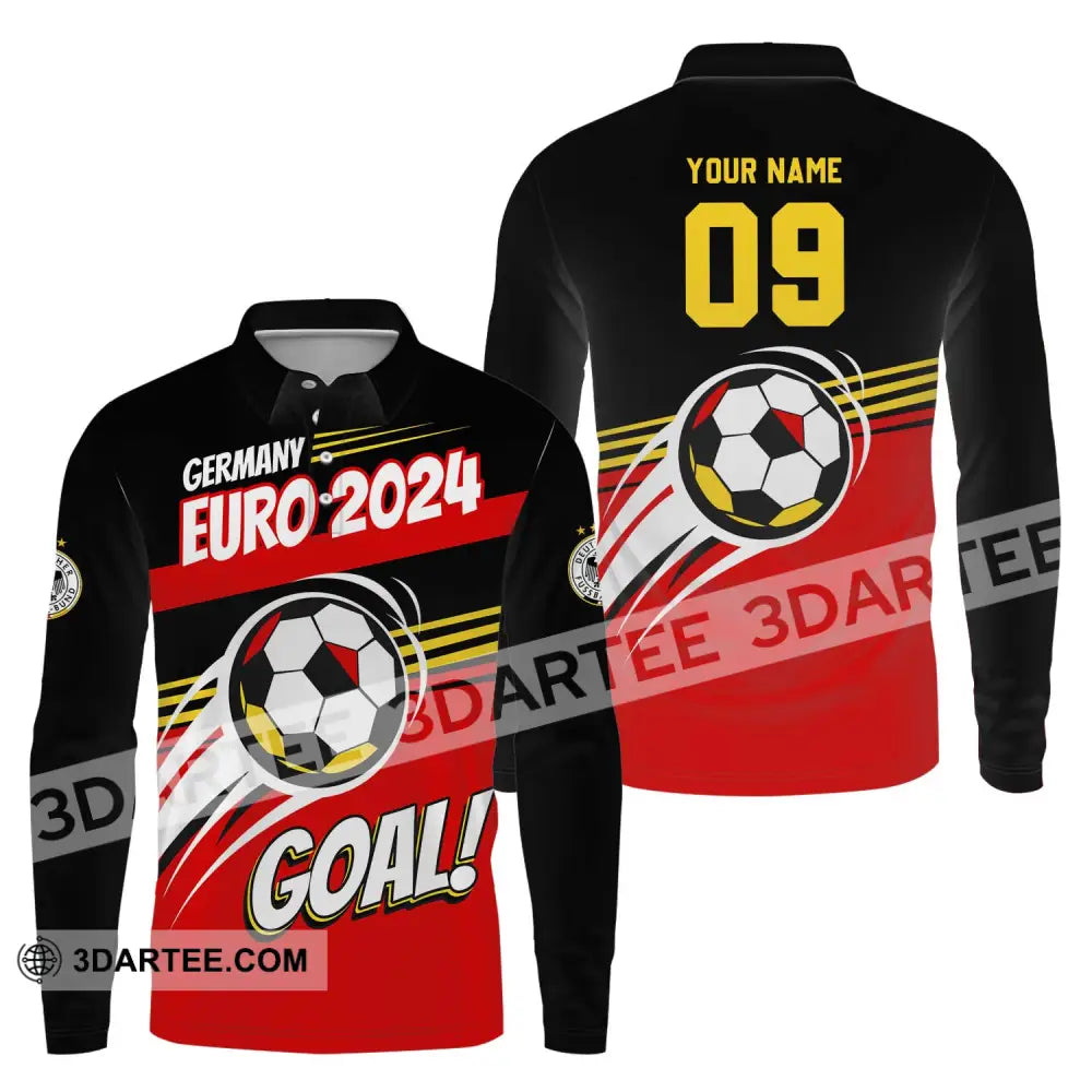 Unisex Shirt - Custom Name Germany National Team Euro 2024 Goal! Long Sleeve Polo / S T-Shirt