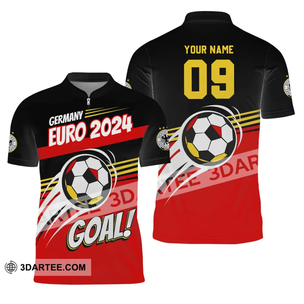 Unisex Shirt - Custom Name Germany National Team Euro 2024 Goal! Zipper Polo / S T-Shirt