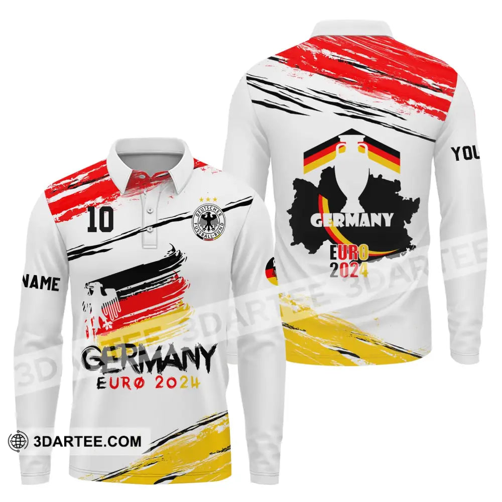 Unisex Shirt - Custom Name Germany National Team Euro 2024 Long Sleeve Polo / S T-Shirt