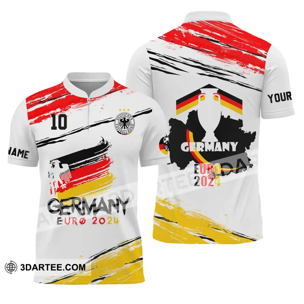 Unisex Shirt - Custom Name Germany National Team Euro 2024 Zipper Polo / S T-Shirt