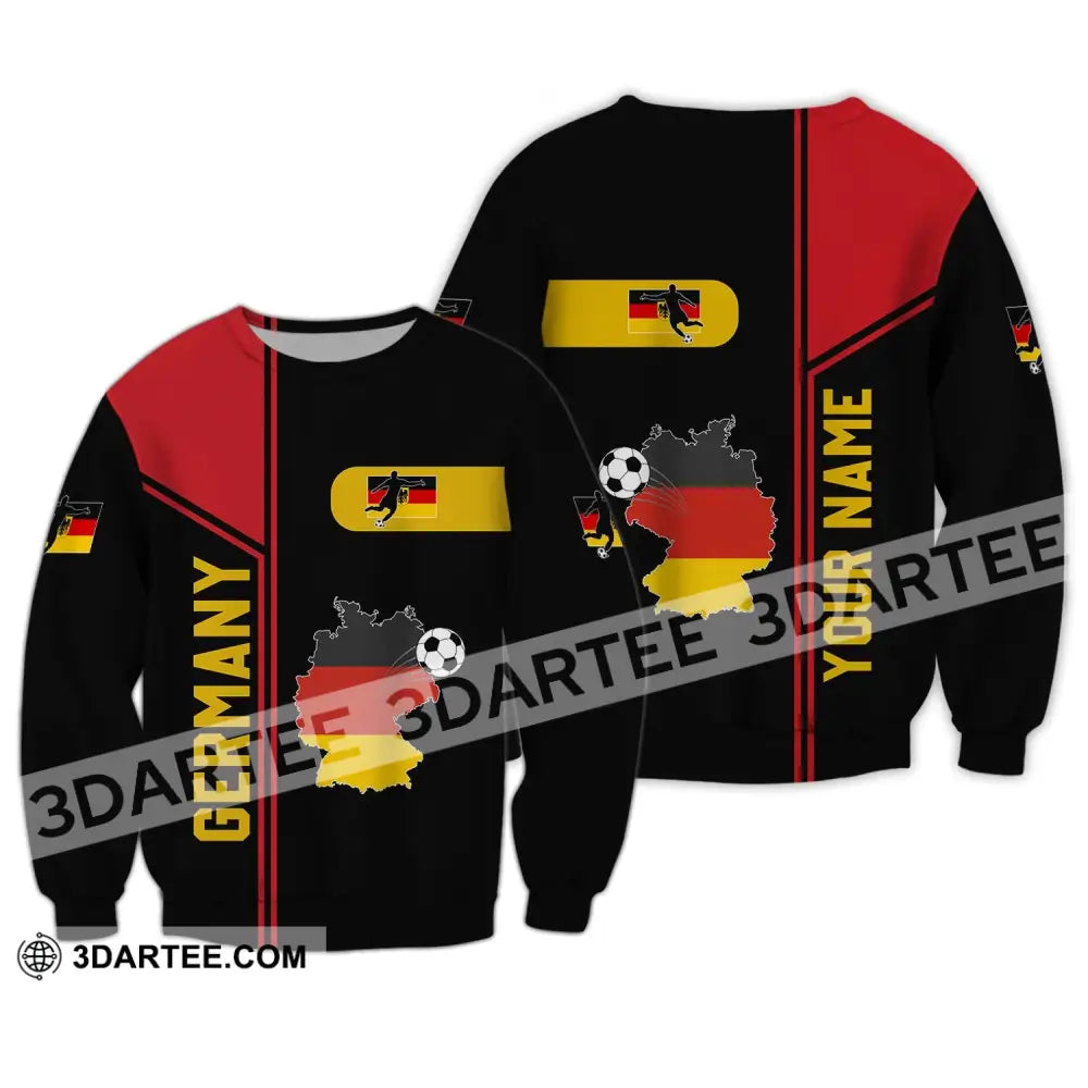 Unisex Shirt - Custom Name Germany National Team Map And Flag Color Long Sleeve / S T-Shirt