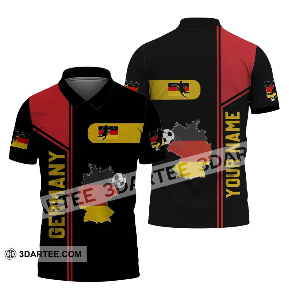 Unisex Shirt - Custom Name Germany National Team Map And Flag Color Polo / S T-Shirt