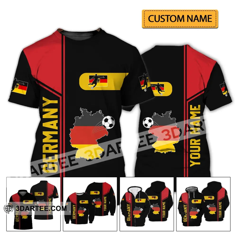 Unisex Shirt - Custom Name Germany National Team Map And Flag Color T-Shirt