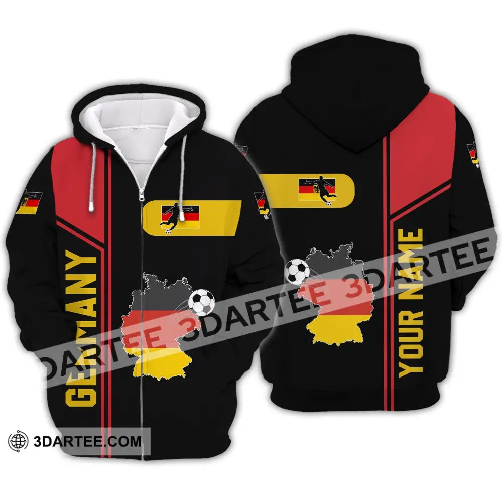 Unisex Shirt - Custom Name Germany National Team Map And Flag Color Zipper Hoodie / S T-Shirt