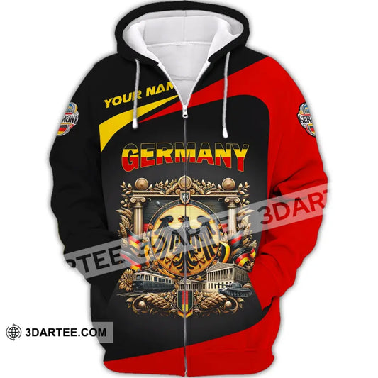 Unisex Shirt Custom Name Germany T-Shirt German Love Gift Zipper Hoodie / S