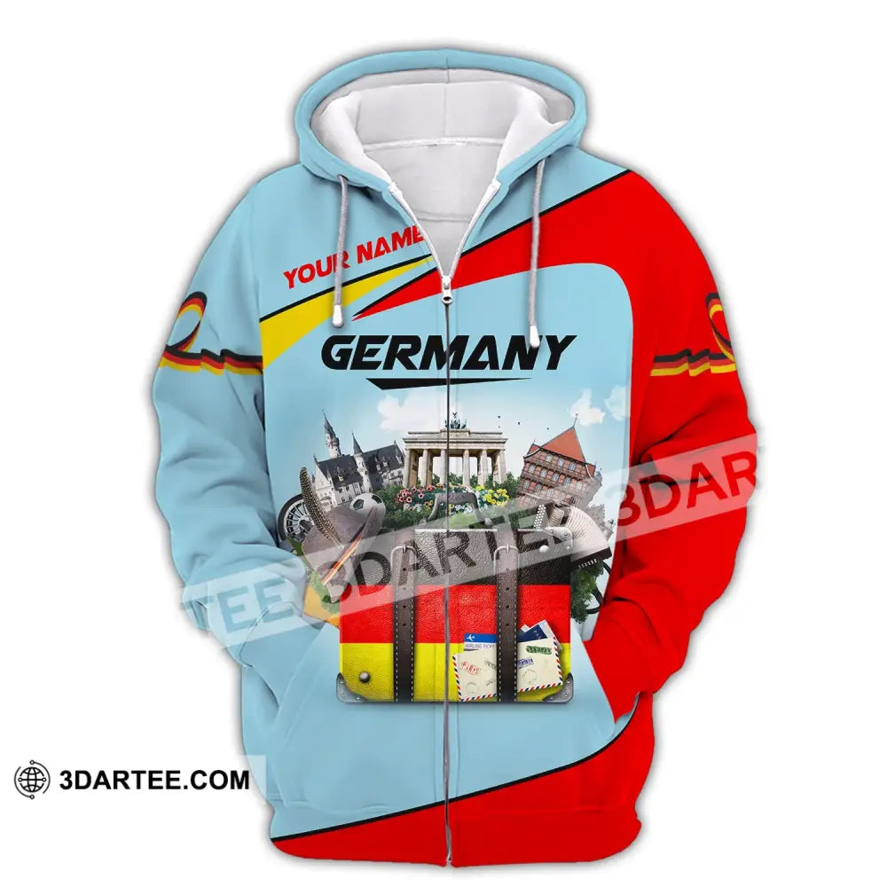 Unisex Shirt Custom Name Germany T-Shirt German Love Gift Zipper Hoodie / S