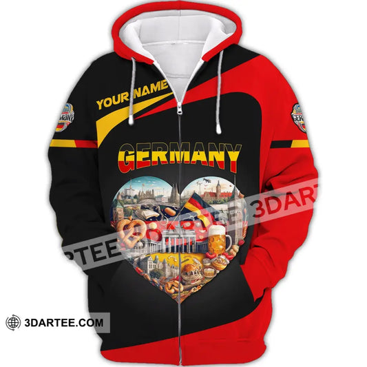 Unisex Shirt Custom Name Germany T-Shirt German Polo Love Zipper Hoodie / S