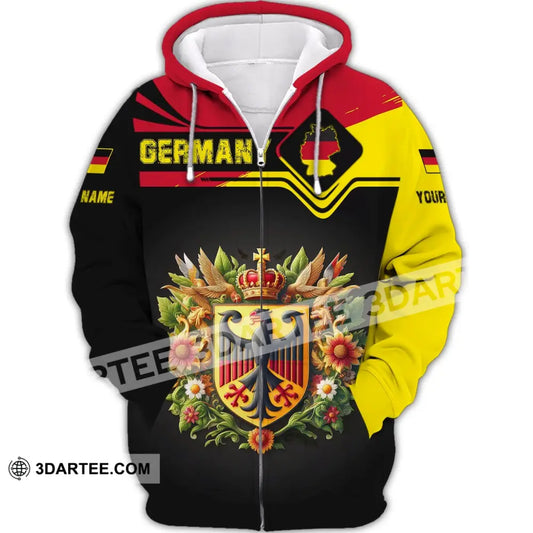 Unisex Shirt Custom Name Germany T-Shirt German Pride Gift Zipper Hoodie / S