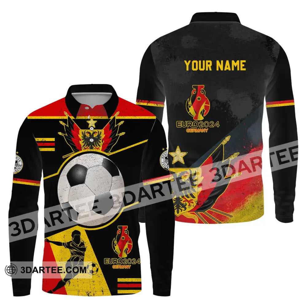 Unisex Shirt - Custom Name Germany Team Euro 2024 Long Sleeve Polo / S T-Shirt