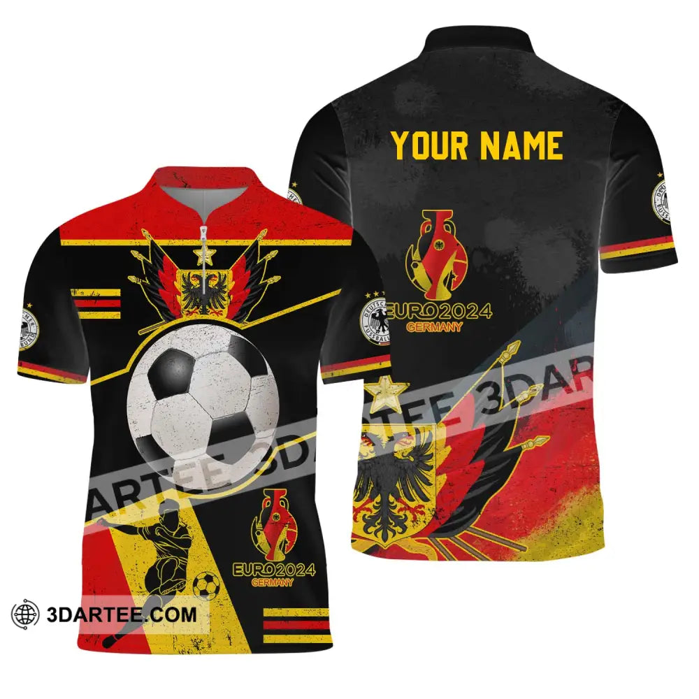 Unisex Shirt - Custom Name Germany Team Euro 2024 Zipper Polo / S T-Shirt