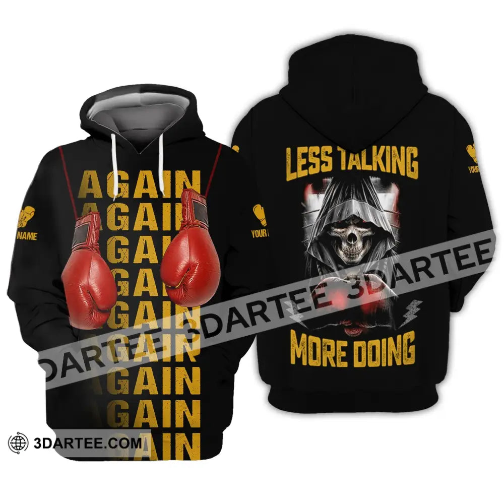 Unisex Shirt - Custom Name Gift For Boxing Lover Less Talking More Doing Hoodie / S T-Shirt