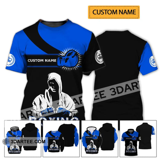 Unisex Shirt - Custom Name Gift For Boxing Lover Royal Blue And Black T-Shirt