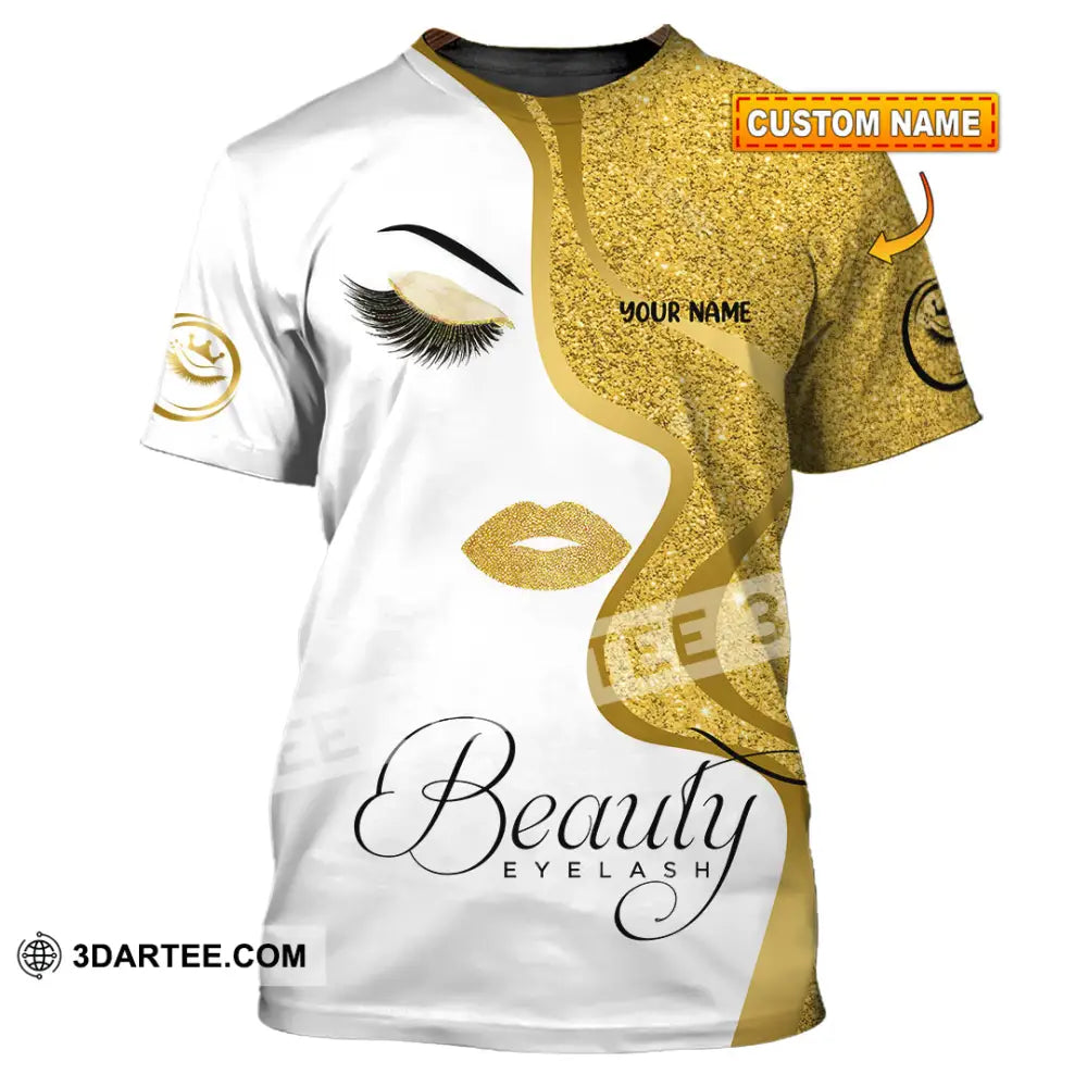 Unisex Shirt - Custom Name Gold Blink Beautiful Eyelash T-Shirt