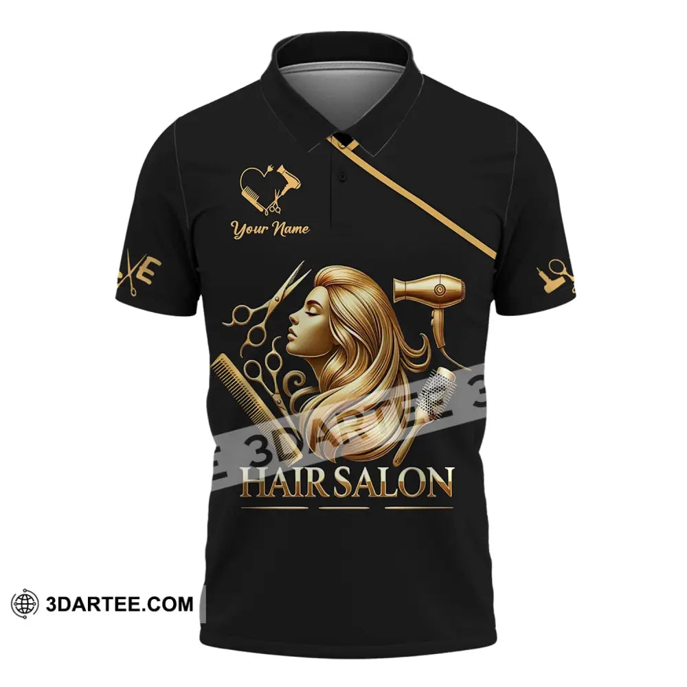 Unisex Shirt - Custom Name Golden Hair Salon Polo / S T-Shirt