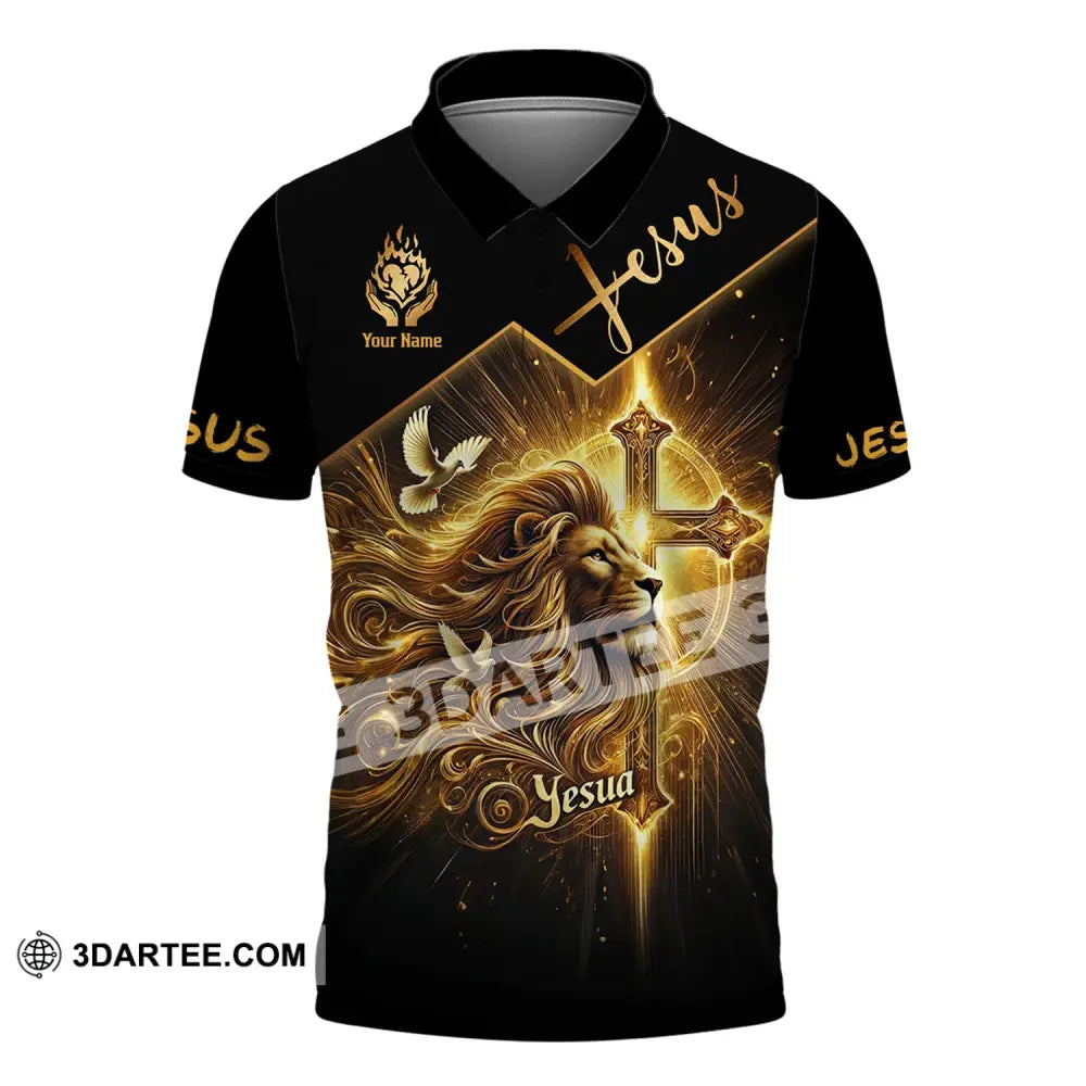 Unisex Shirt - Custom Name Golden Jesus Polo / S T-Shirt