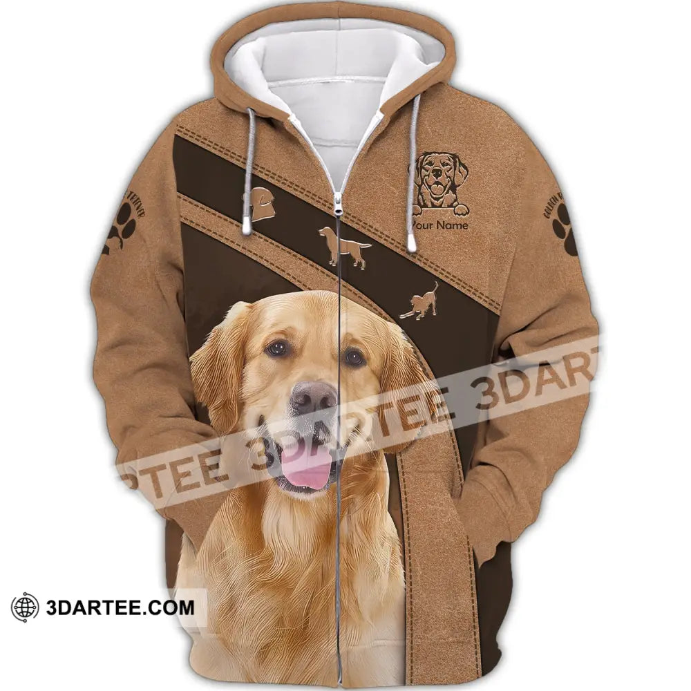 Unisex Shirt Custom Name Golden Retriever T-Shirt For Pet Lovers Zipper Hoodie / S