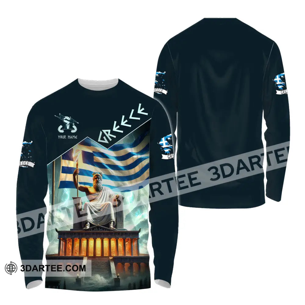 Unisex Shirt Custom Name Greece T-Shirt Lover Gift Long Sleeve / S T-Shirt
