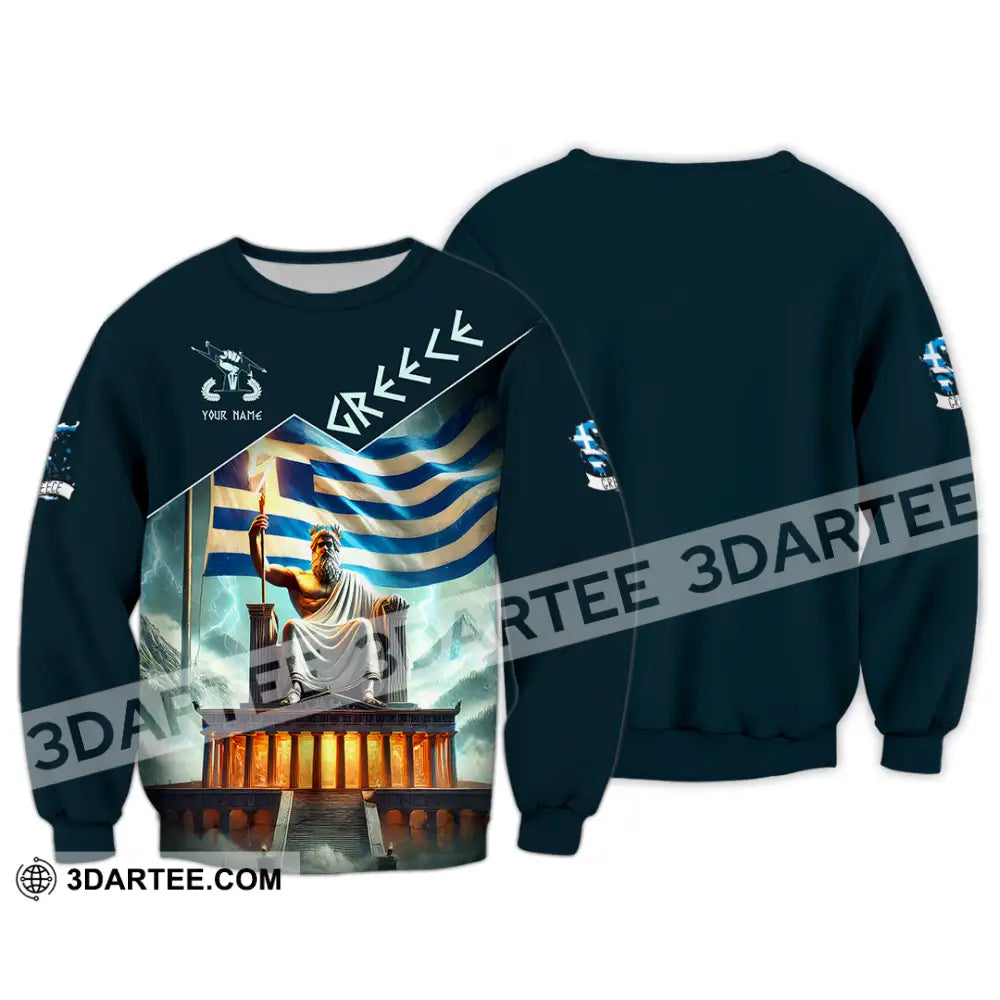 Unisex Shirt Custom Name Greece T-Shirt Lover Gift Long Sleeve / S T-Shirt