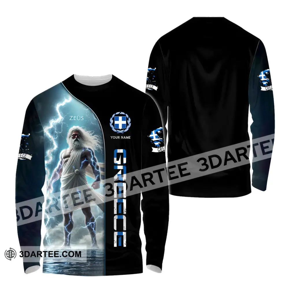 Unisex Shirt Custom Name Greece T-Shirt Lover Gift Long Sleeve / S T-Shirt