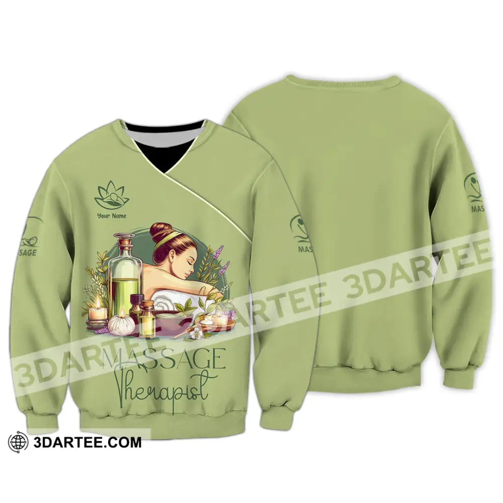 Unisex Shirt - Custom Name Green Tea Massage Therapist Long Sleeve / S T-Shirt