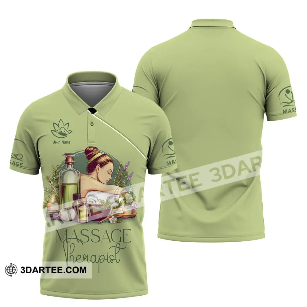 Unisex Shirt - Custom Name Green Tea Massage Therapist Polo / S T-Shirt