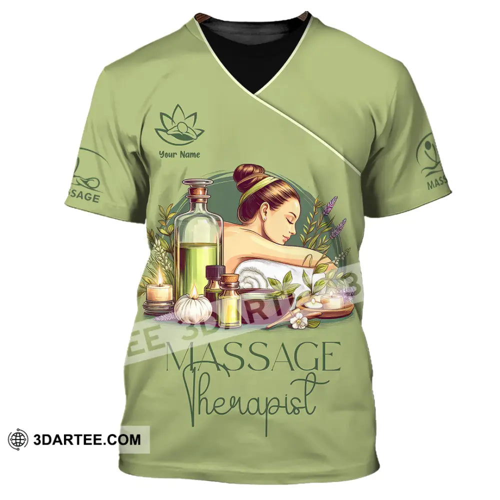 Unisex Shirt - Custom Name Green Tea Massage Therapist T-Shirt / S T-Shirt