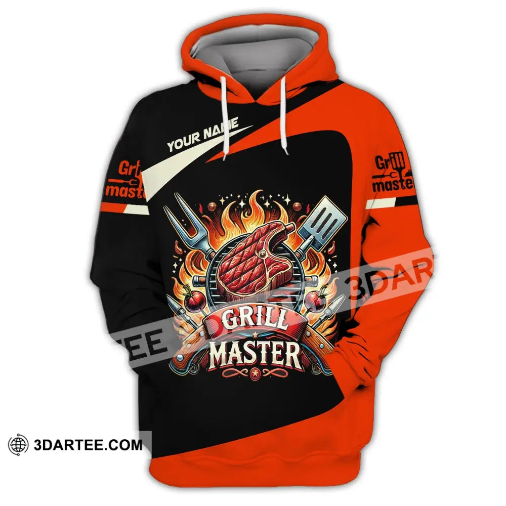 Unisex Shirt Custom Name Grill Master Chef T-Shirt Hoodie Long Sleeve / S T-Shirt