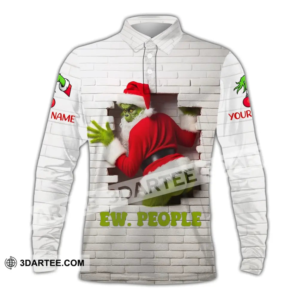 Unisex Shirt Custom Name Grinch Christmas Ew People Gift Long Sleeve Polo / S T-Shirt