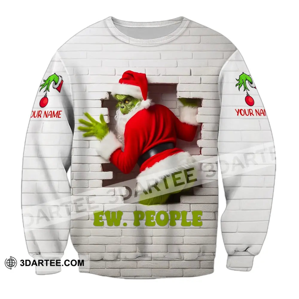 Unisex Shirt Custom Name Grinch Christmas Ew People Gift Long Sleeve / S T-Shirt