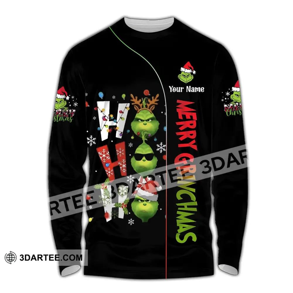 Unisex Shirt Custom Name Grinch Christmas Merry Grinchmas Gift Long Sleeve / S T-Shirt