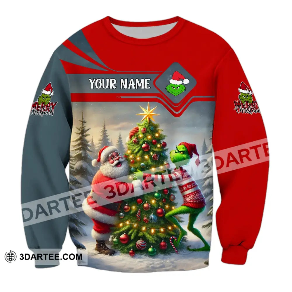 Unisex Shirt Custom Name Grinch Christmas Merry Grinchmas Gift Long Sleeve / S T-Shirt