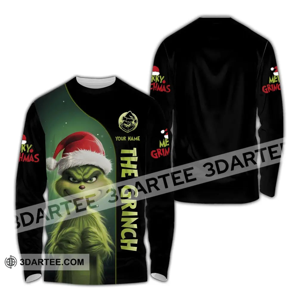 Unisex Shirt Custom Name Grinch Christmas Merry Grinchmas Gift Long Sleeve / S T-Shirt