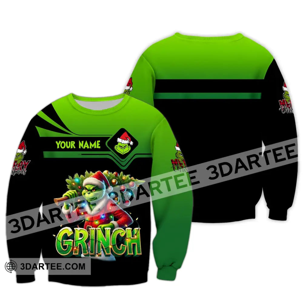 Unisex Shirt Custom Name Grinch Christmas Merry Grinchmas Gift Long Sleeve / S T-Shirt